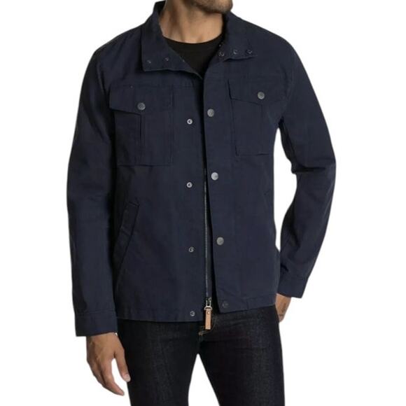 UGG Mens Size Small NEW Cohen Waxed Cotton Zip Button Front Jacket Navy Blue - Picture 3 of 12